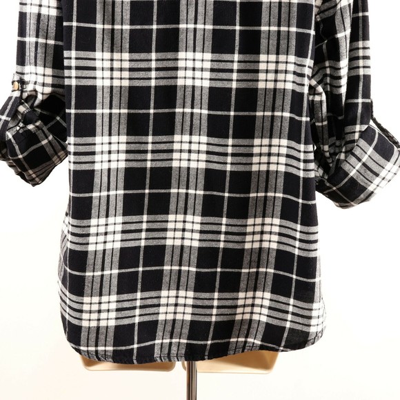 Jack's Girlfriend Womens Western Flannel Plaid Shirt M Roll Cuff Snap Front EUC - Picture 9 of 12